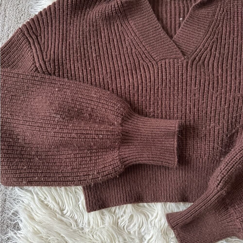 Miss Love Brown Collar Crop Sweater - Picture 5 of 7